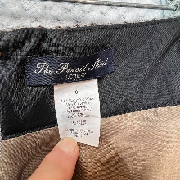 J. Crew Timber Metallic Tweed Pencil Skirt Wool Size 8 - Picture 9 of 11